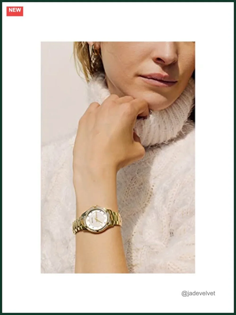 Ladies Crystal Stainless Steel Quartz Watch White Mother-of-Pearl Dial